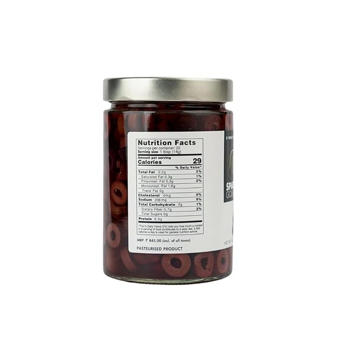Kalamata Olive | Sliced Kalamata Olive – Natural - Non GMO – Sparta Gourmet – 580gm