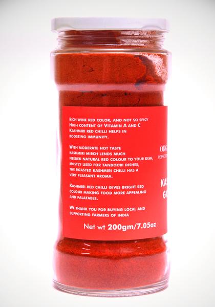 Kashmiri Red Gold Chilli Powder - Organic Kashmir - 200gm