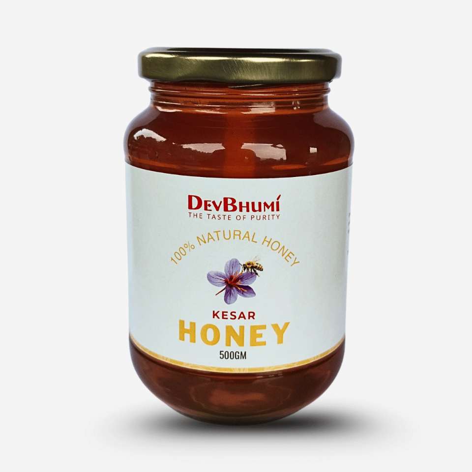 Honey | Kesar Honey -100% Natural - Certified Organic Honey- No Preservatives, No Added Flavours, No Added Sugar - DevBhumi - 500gm