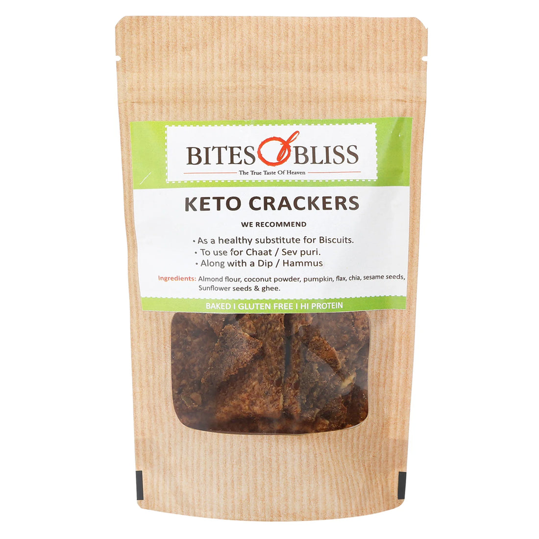 Keto Cracker | Oven Baked - Gluten Free, No Added Preservatives, High In Protein, Keto Friendly & Diabetic Friendly – Bites Of Bliss – 125gm