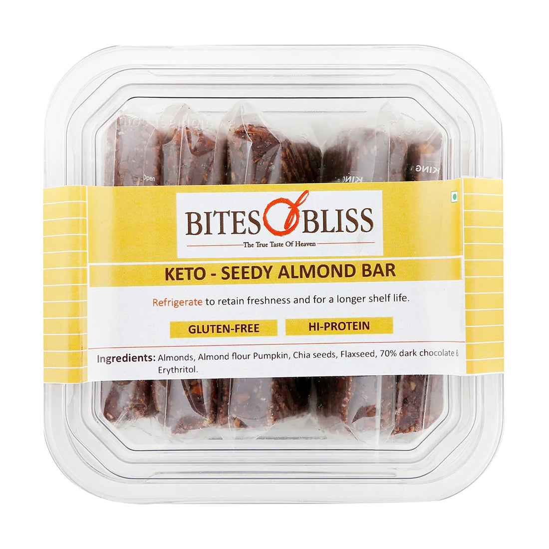 Almond Bar | Keto - Seedy Almond Bar - High In Protein, No Added Preservatives, Additives & No Added Artificial Colors Or Flavours - Bites Of Bliss – 190gm