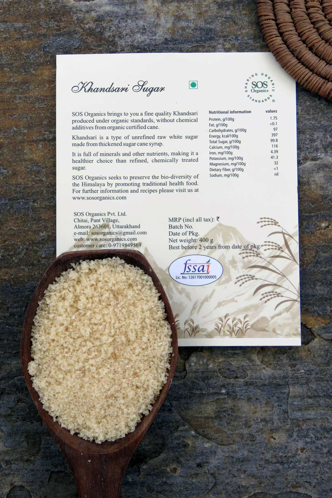 Sugar | Khandsari Sugar - Sos Organic - 400gm