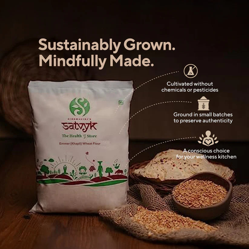 Flour | Wheat Flour - Organic -No Chemicals Use & Pasticides - Satvyk - 1000gm