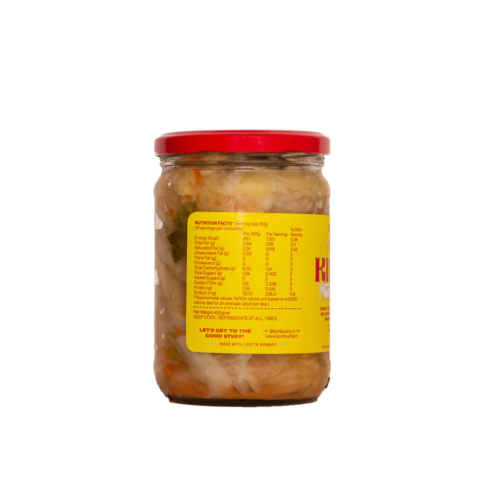 Kimchi | White - Traditional Fermented Napa Cabbage (Non Spicy) – Raw - Real - Natural - No Added Vinegar & No Preservatives - Bombucha – 450gm