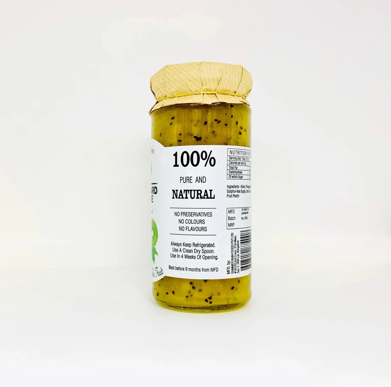 Kiwi Preserve | 80% Fruit - 100% Pure & Natural - No Added Preservatives, Colours Or Flavours - Orchard Lane - 280gm