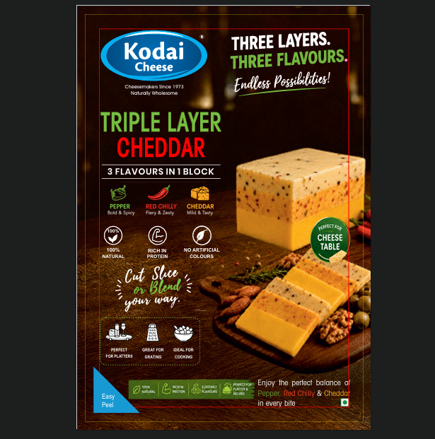 Triple Layer Cheddar - Pasteurized - Kodai - 200gm