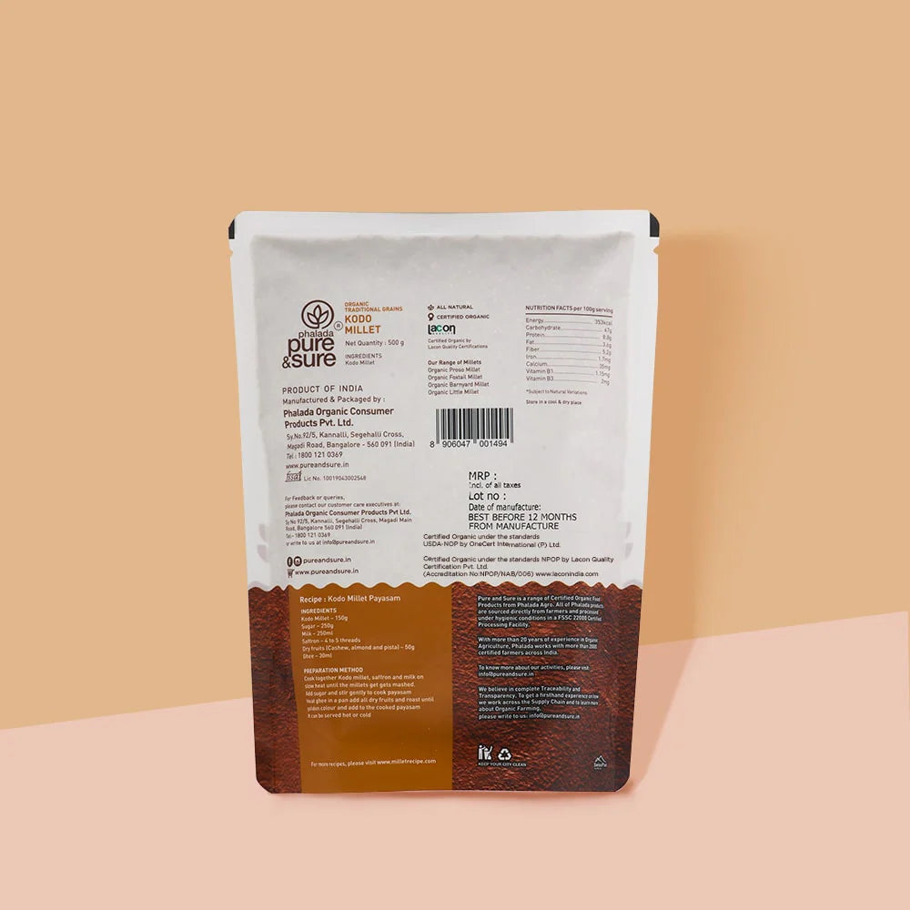 Kodo Millet | High Fibre & Rich In Niacin - Pure and Sure - 500gm