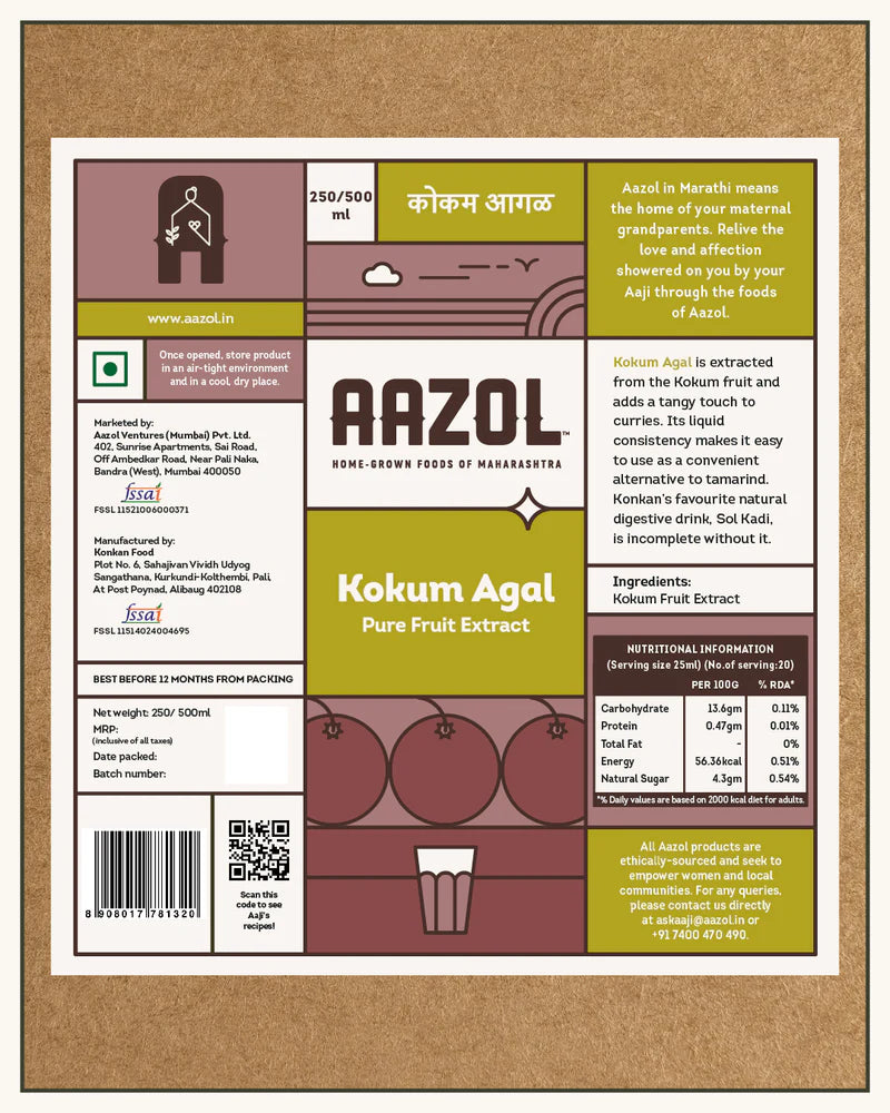Kokum Agal | Pure Fruit Extract – Aazol – 250ml