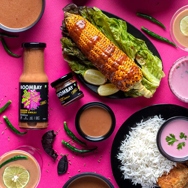 Kokum + Green Chilli (Fruity Tart Bright) - Dressing - Grill, Cocktail, Curry - Natural - Indian - Gluten Free, No Refined Sugar & No Bad Oil - Boombay - 220gm