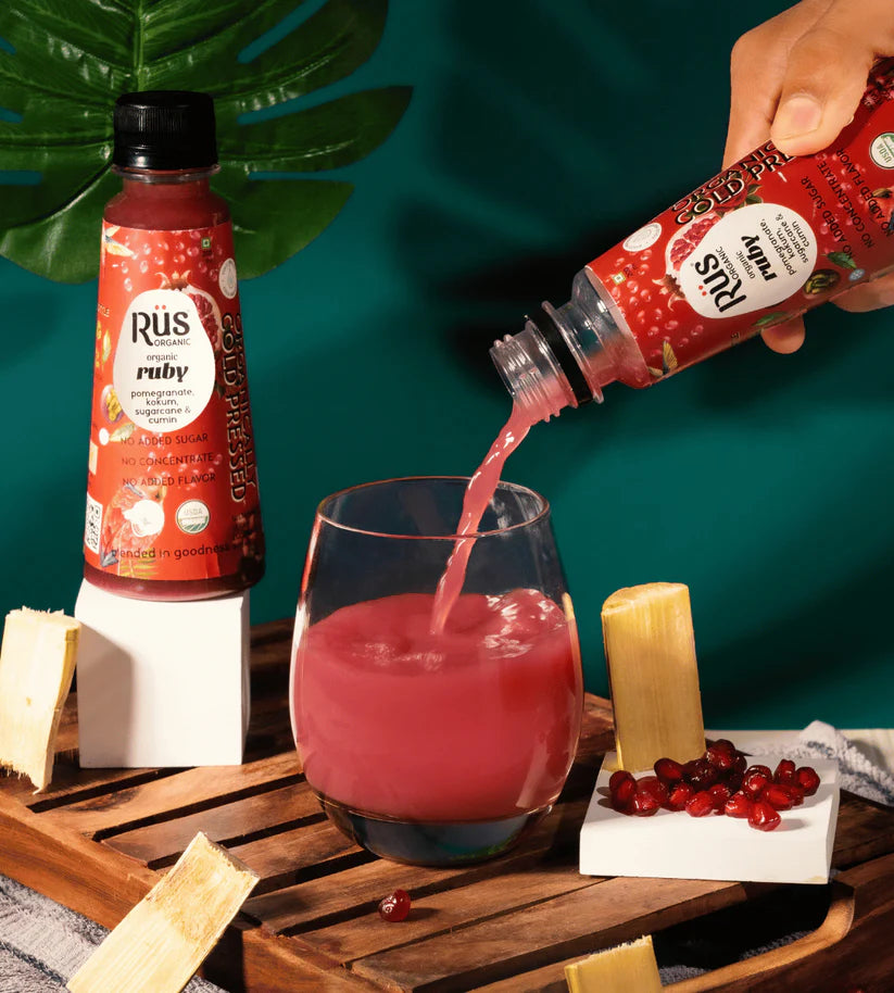 Ruby Juice – Kokum & Pomegranate Juice – Cold Pressed – USDA Organic - Indian - No Added Sugar - Rus Organic – 500ml