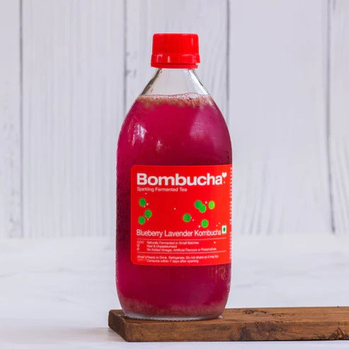 Kombucha | Blueberry Lavender - Raw & Unpasteurized - Sparkling Fermented Tea - No Added Vinegar, Artifical Flavour & Preservatives Free - Bombucha - 500ml