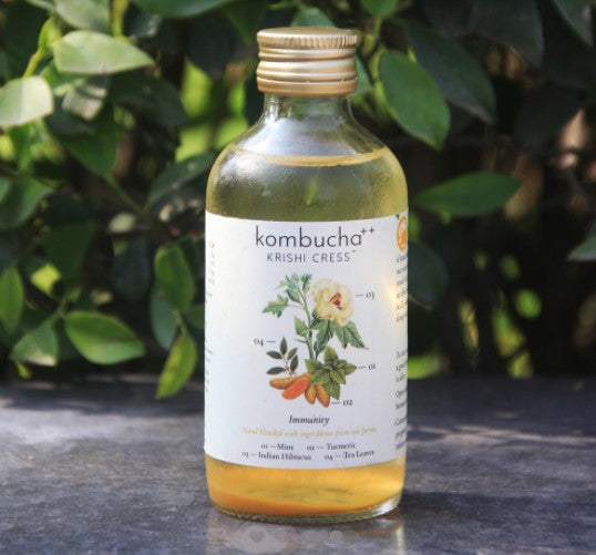Kombucha Immunity - Mint, Turmeric & Indian Hibiscus – Krishi Cress – 200ml