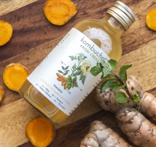 Kombucha Immunity - Mint, Turmeric & Indian Hibiscus – Krishi Cress – 200ml
