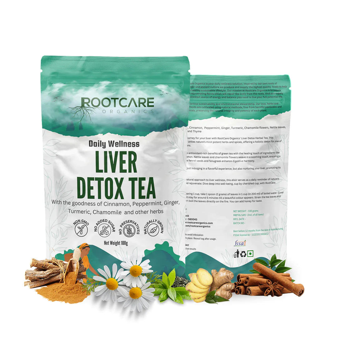Tea | Liver Detox (With the Goodness of Green Tea, Cinnamon, Peppermint And Other Herbs) – Naturally Grown – No Added Sugar & No Added Preservatives – Root Care – 100gm