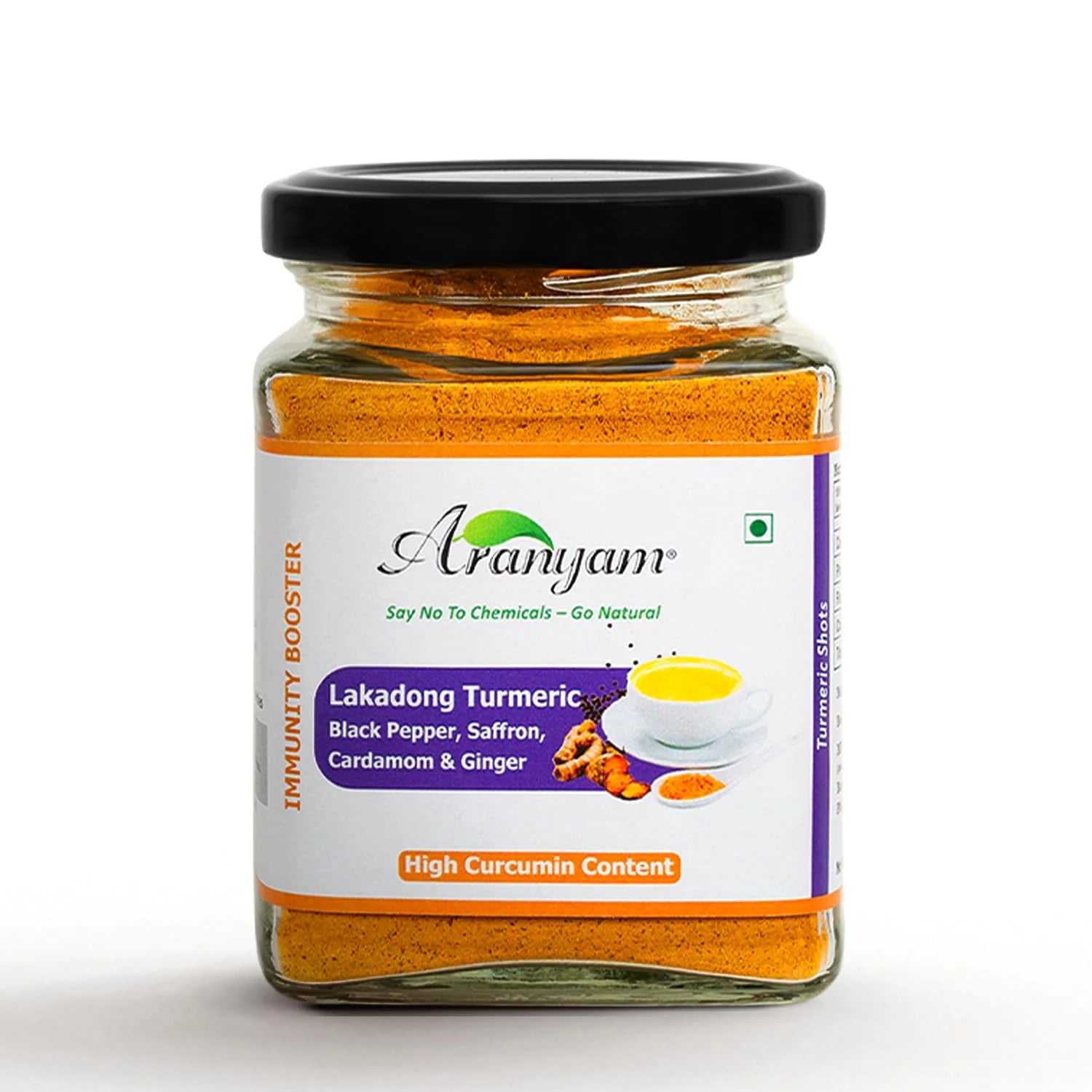 Lakadong Turmeric | Lakadong Turmeric Mix with Black Pepper, Saffron, Cardamom & Ginger - No Artificial Colors, Additives & No Added Preservatives - Aranyam - 100gm