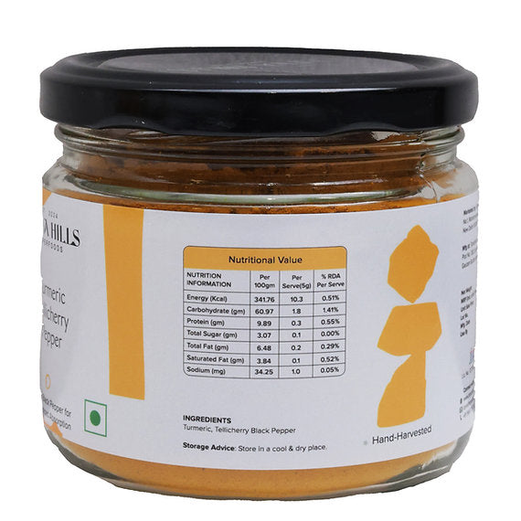 Turmeric Powder | Lakadong Turmeric Tellicherry Pepper (With Black Pepper For Enhanced Absorption) – No Added Preservatives & Additives Free – Tatva Hills – 150gm