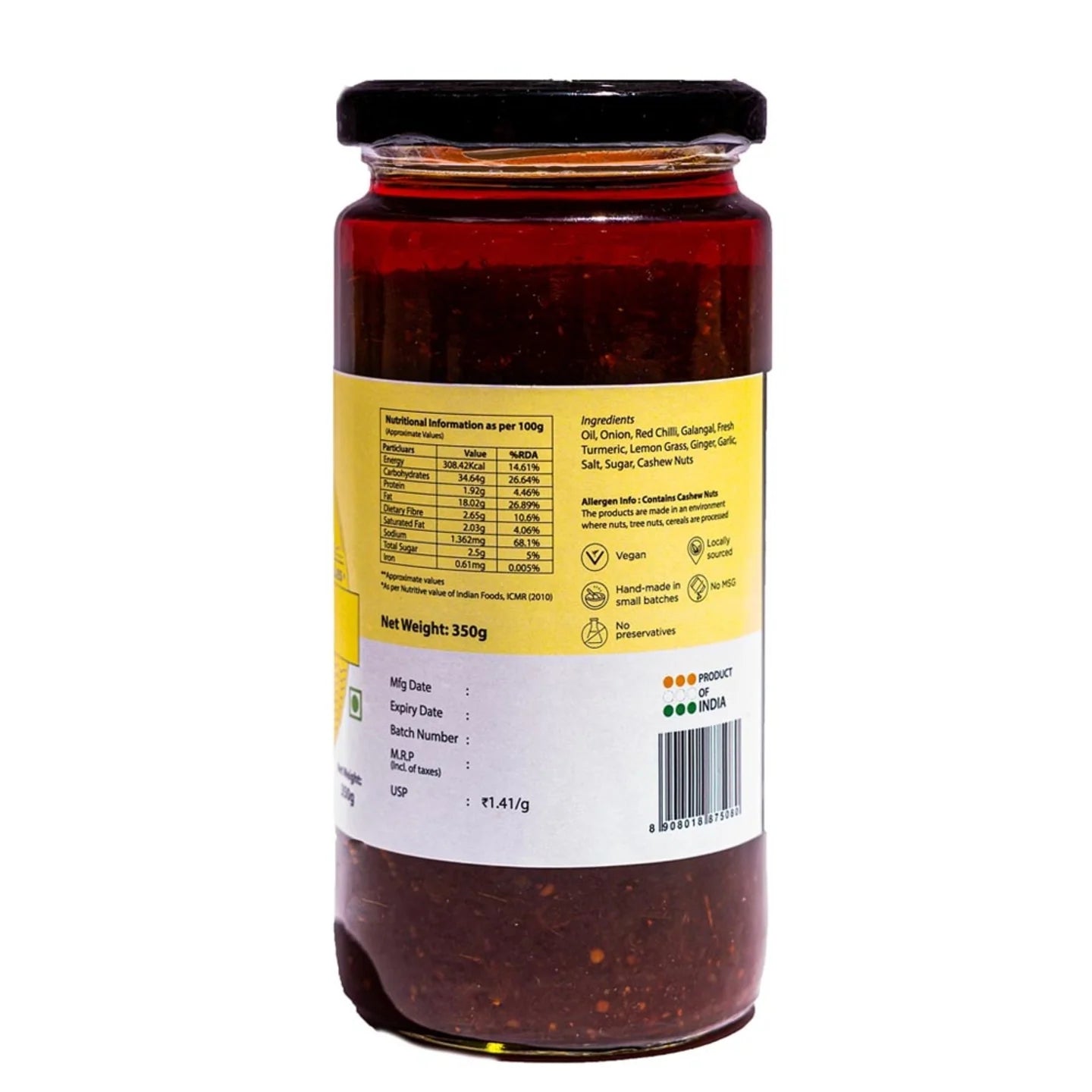 Laksa Sauce | (Made With Spicy Guntur Chilies) - Vegan, No Added Preservatives & No Msg - Awe - 350gm
