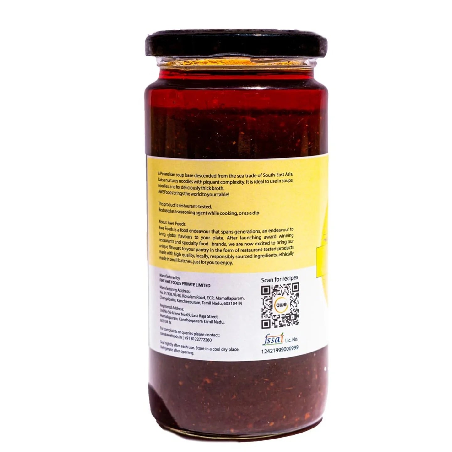 Laksa Sauce | (Made With Spicy Guntur Chilies) - Vegan, No Added Preservatives & No Msg - Awe - 350gm