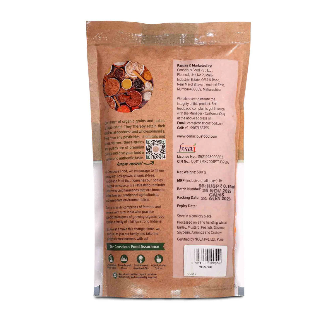 Masoor Dal | Red Lentil - Unpolished - Conscious Food - 500gm