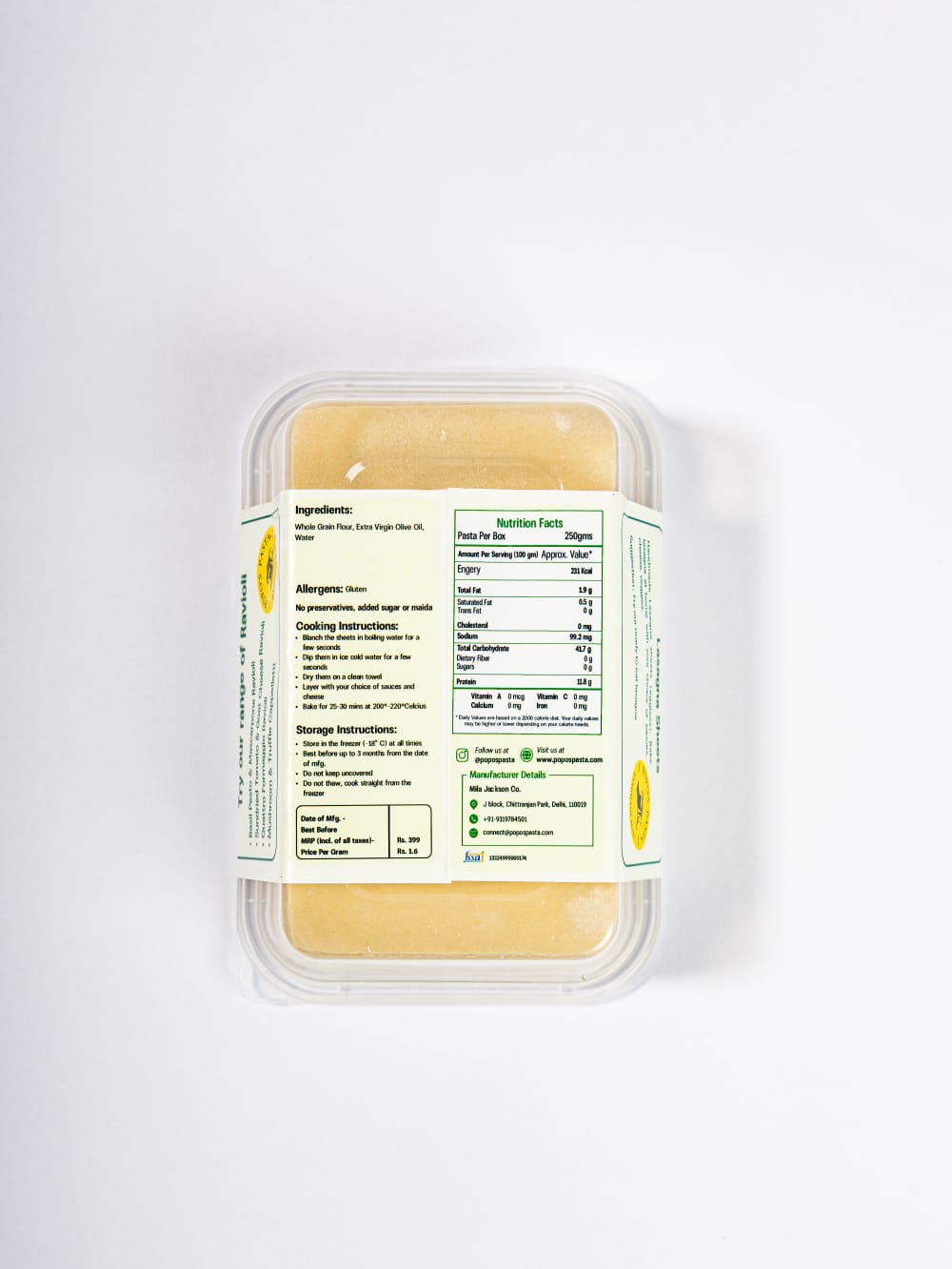 Lasagna Sheet | Fresh - No Maida, No Added Preservatives & No Added Sugar - Nature&