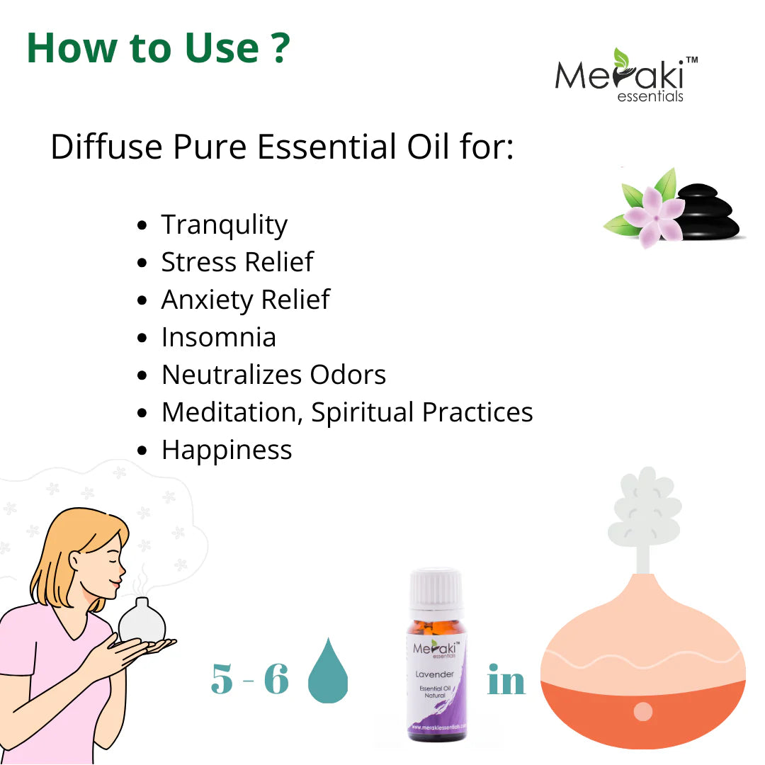 Lavender Oil  Natural (Lavandula Angustfolia) - Indian - Meraki Essentials - 10ml