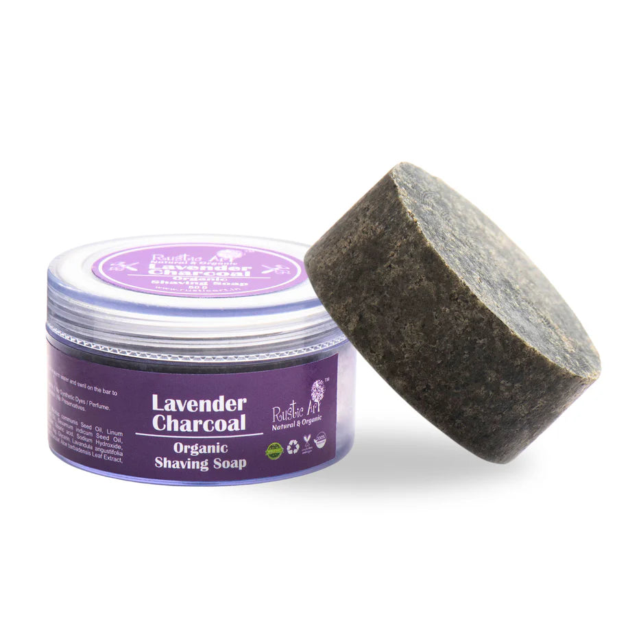 Lavender Charcoal Shaving Soap - Rustic Art - 50gm