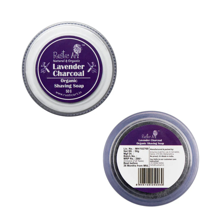 Lavender Charcoal Shaving Soap - Rustic Art - 50gm