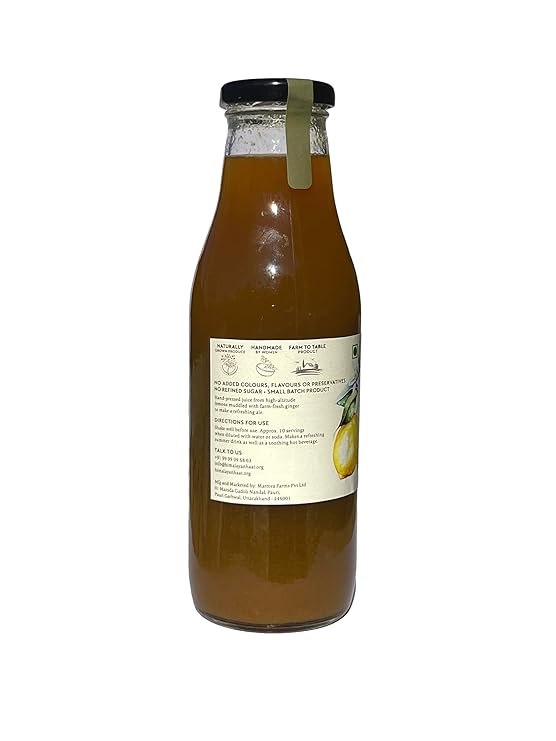 Lemon Ginger Cooler | Hand Pressed Juice - Vegan, No Added Preservatives, Colors Or Flavors & Refined Sugar Free - Himalayan Haat – 500ml