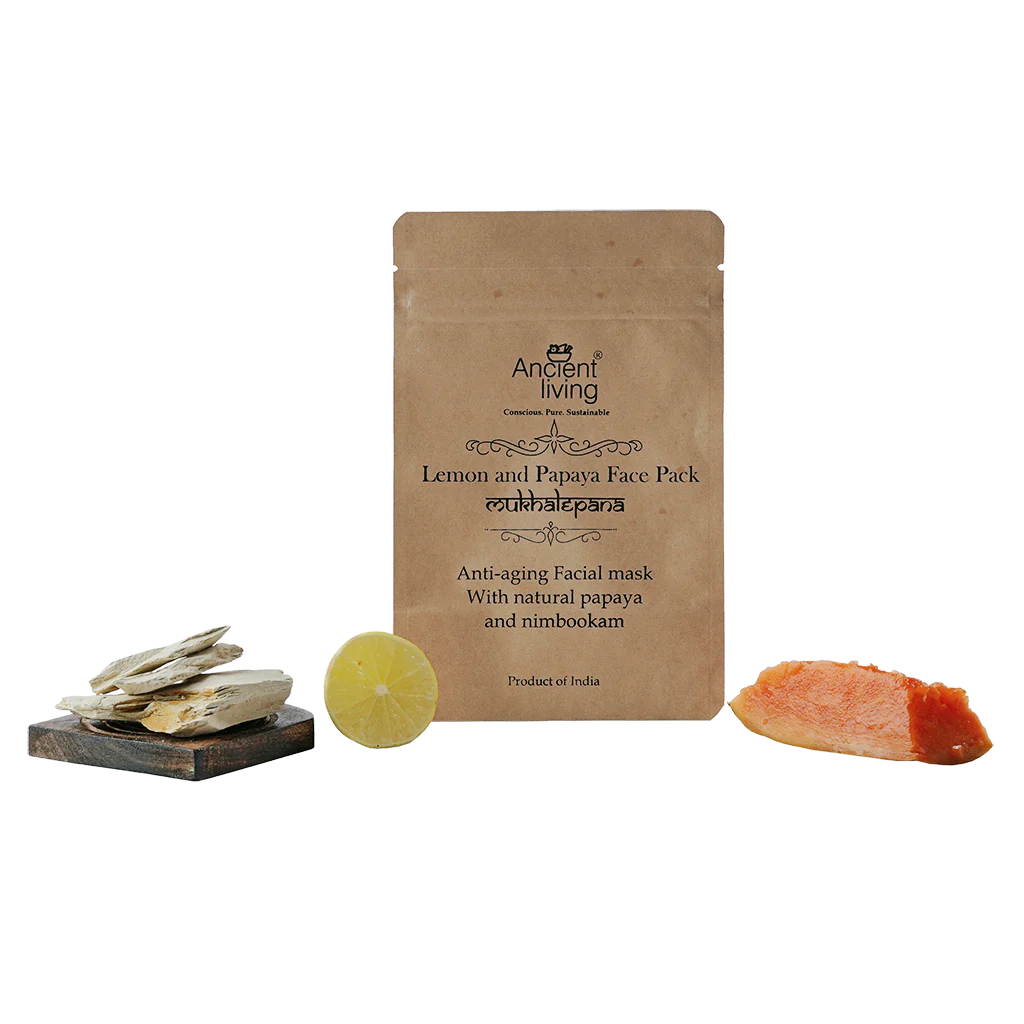 Face Pack | Lemon & Papaya Face Pack (With Natural Papaya And Nibookam) - Anti Aging Facial Mask Ancient Living - 40gm