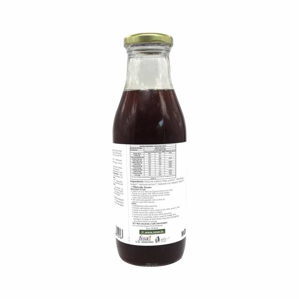 Syrup | Lemon Ice Tea Syrup (Made With Natural And Ethical Ingredients) - Natural - Sulphur Free, Cane Free, No Colors, No Preservatives & No Artificial Flavour - So Good - 500ml