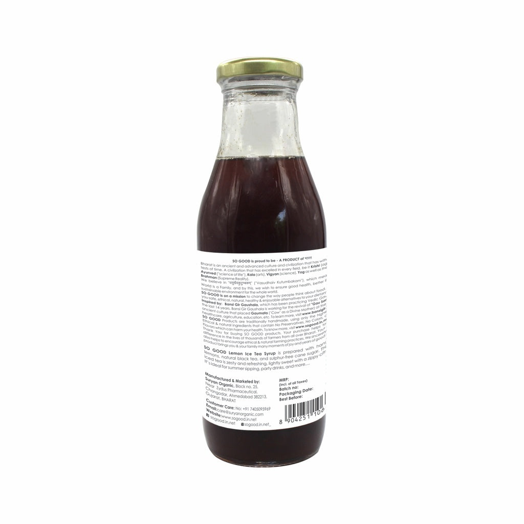 Syrup | Lemon Ice Tea Syrup (Made With Natural And Ethical Ingredients) - Natural - Sulphur Free, Cane Free, No Colors, No Preservatives & No Artificial Flavour - So Good - 500ml
