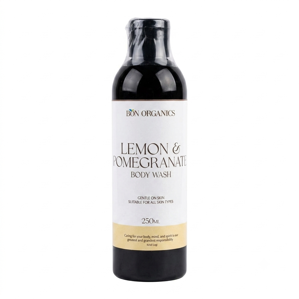Body Wash | Lemon & Pomegranate - Suitable For All Skin Types - No Harsh Chemicals, No Alcohol, No Animal Products & No Paraben Sulphates - Bon Organics - 200ml