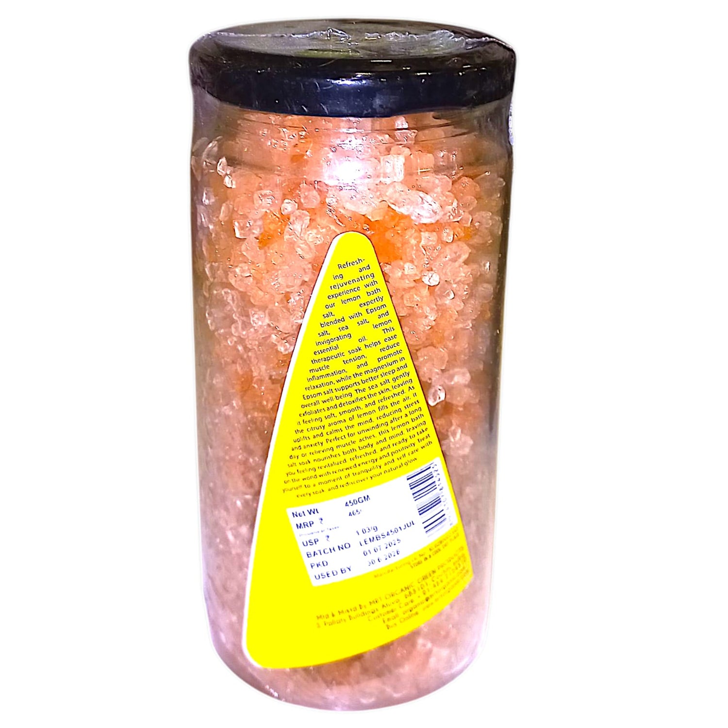 Bath Salts | Lemon Bath Salts (Made With 100% Organic Lemon Essential Oil) - Mrt Organic - 450gm