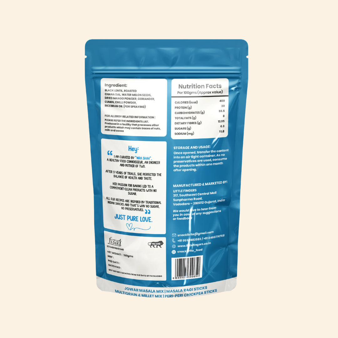 Seeds Mix | Lentil & Seeds Mix - Gluten Free -Non Fried, Gluten Free- No Added Preservatives ,No Palm Oil –Little Fingers ( Snack It Rite)– 100gm