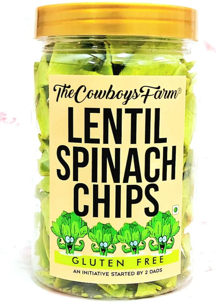 Chips | Lentil Spinach Chips – Baked - Gluten Free, No Palm Oil, No Flavor Enhancer, No Artificial Colors & No Added Preservatives – Natural Ingredients – The Cowboys Farm – 160gm
