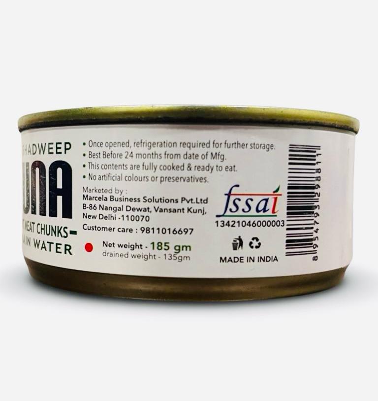 Lakshadweep Tuna | Light Meat Chunks In Rain Water - No Added Artificial Colours & No Added Preservatives – Marcela – 185gm