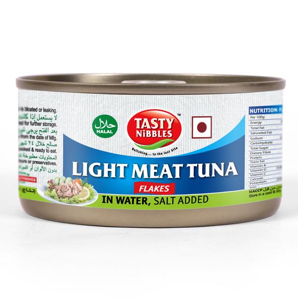 Light Meat Tuna Flakes In Water (Salt Added) – Tasty Nibbles - 185gm