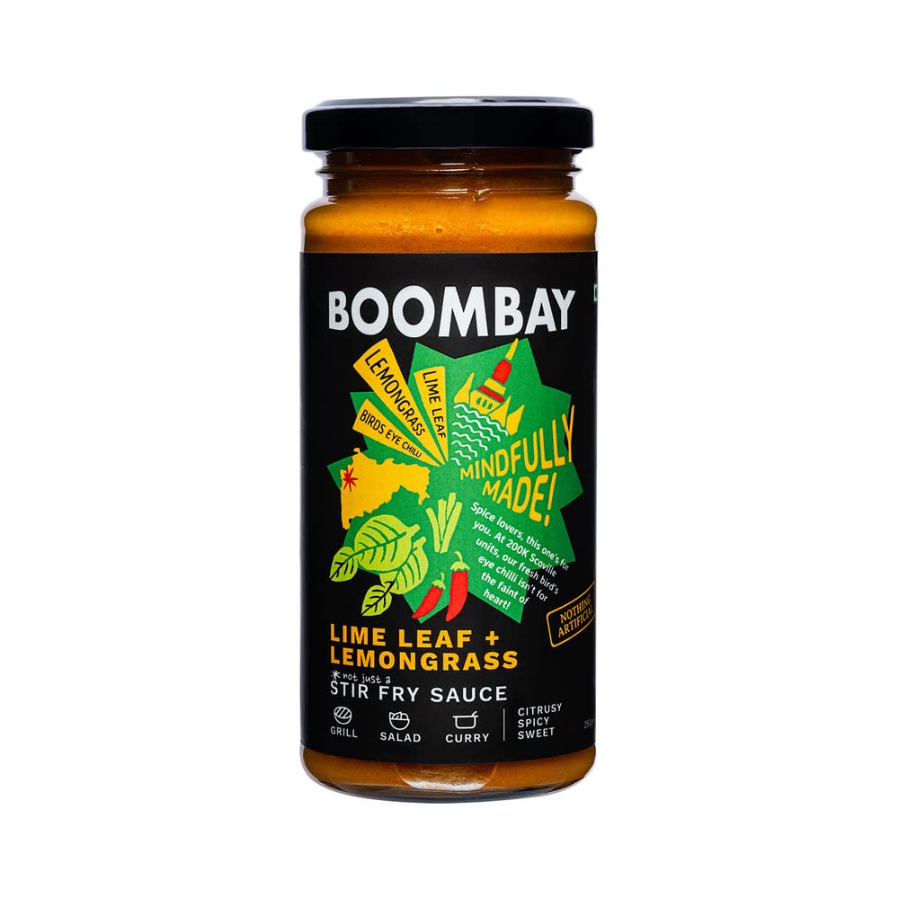 Lime Leaf + Lemongrass (Citrusy Spicy Sweet)- Stir Fry Sauce - Grill, Salad, Curry - Natural - Indian - No Refined Sugar & No Bad Oil - Boombay - 250gm