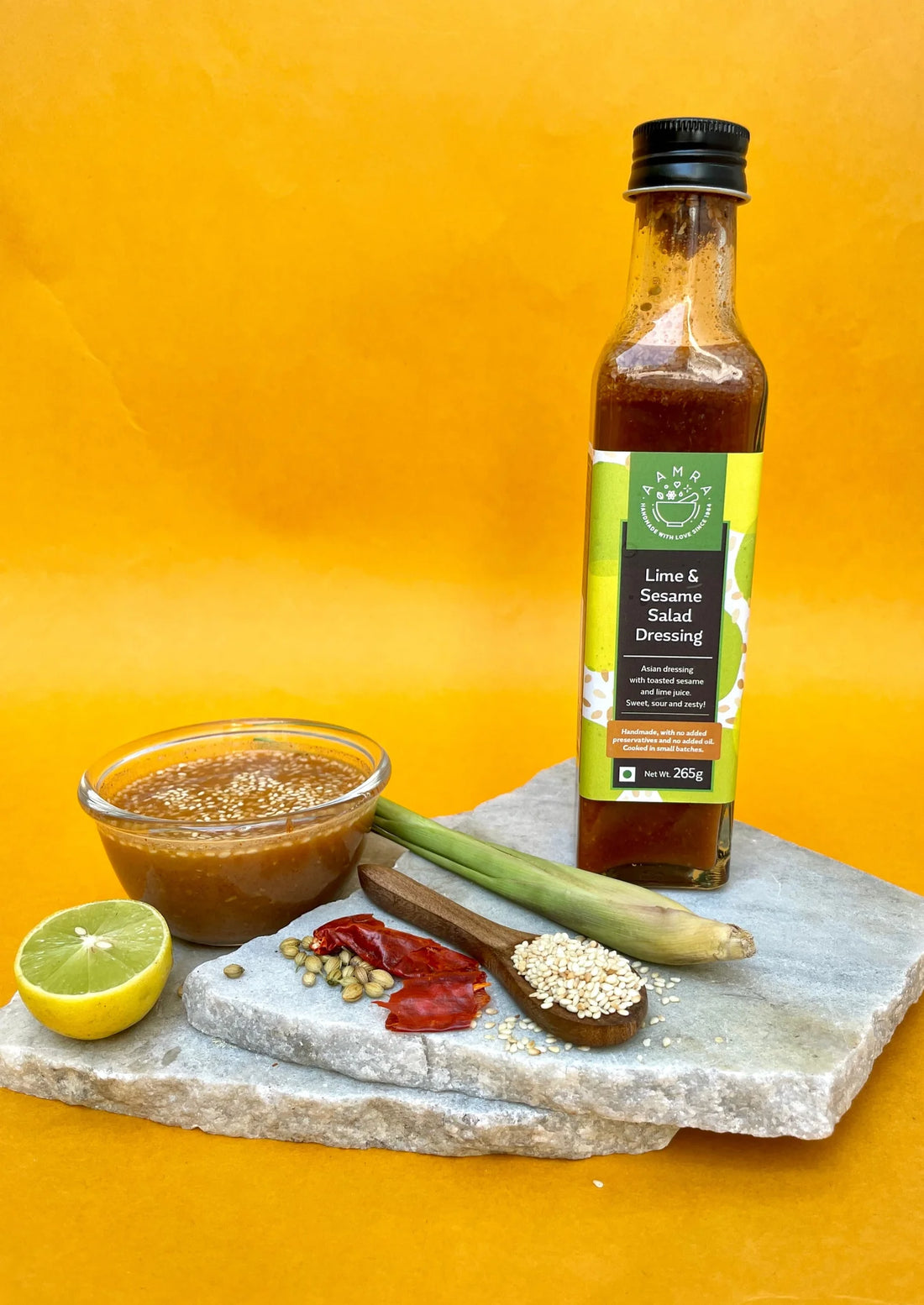 Salad Dressing | Lime & Sesame Salad Dressing – Oil Free & No Artificial Preservatives - Aamra – 265gm