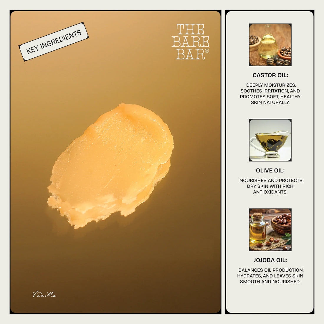 Lip Balm | Vanilla - Hydrates & Nourishes Lips - No Artificial Flavors, Preservatives & Mineral Oil Free - The Bare Bar - 10gm