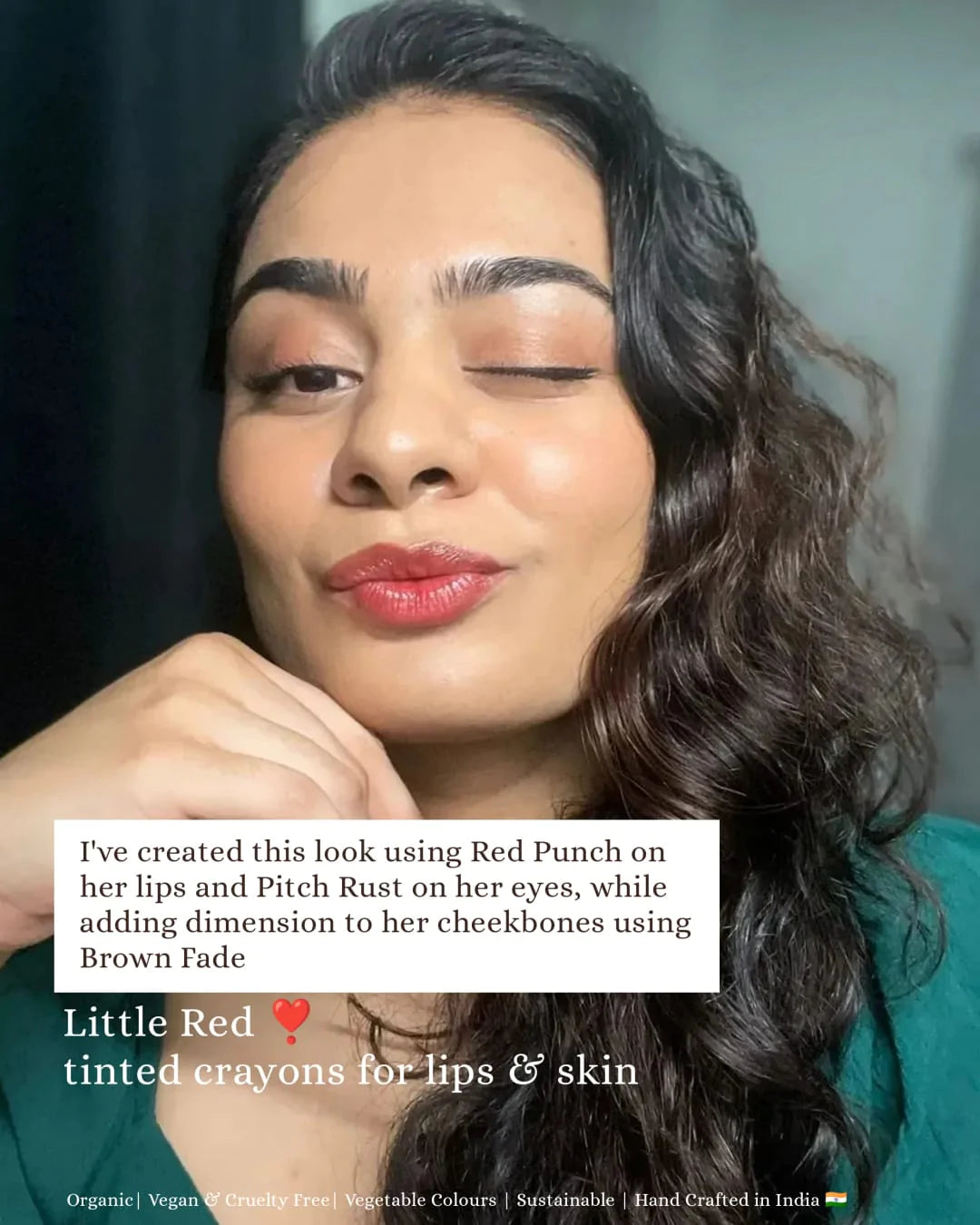 Lipstick | Little Red (Made With Organic Vegetable Colors) – Tinted Crayon For Lips And Chrreeks – Hand Crafted – Organic – Vegan, Cruelty Free, Sustainable & Zero Waste – Rustic Art – 6.6gm