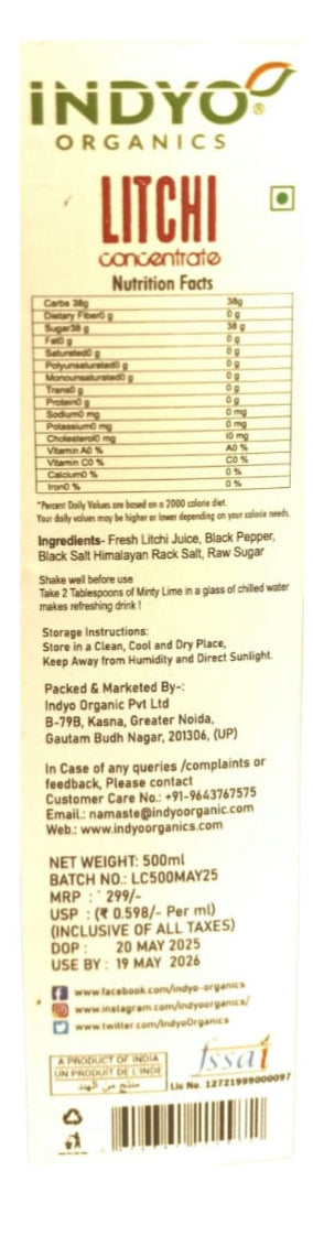 Litchi Concentrate | 100% Organic - Hand Made - Indyo Organic – 500ml