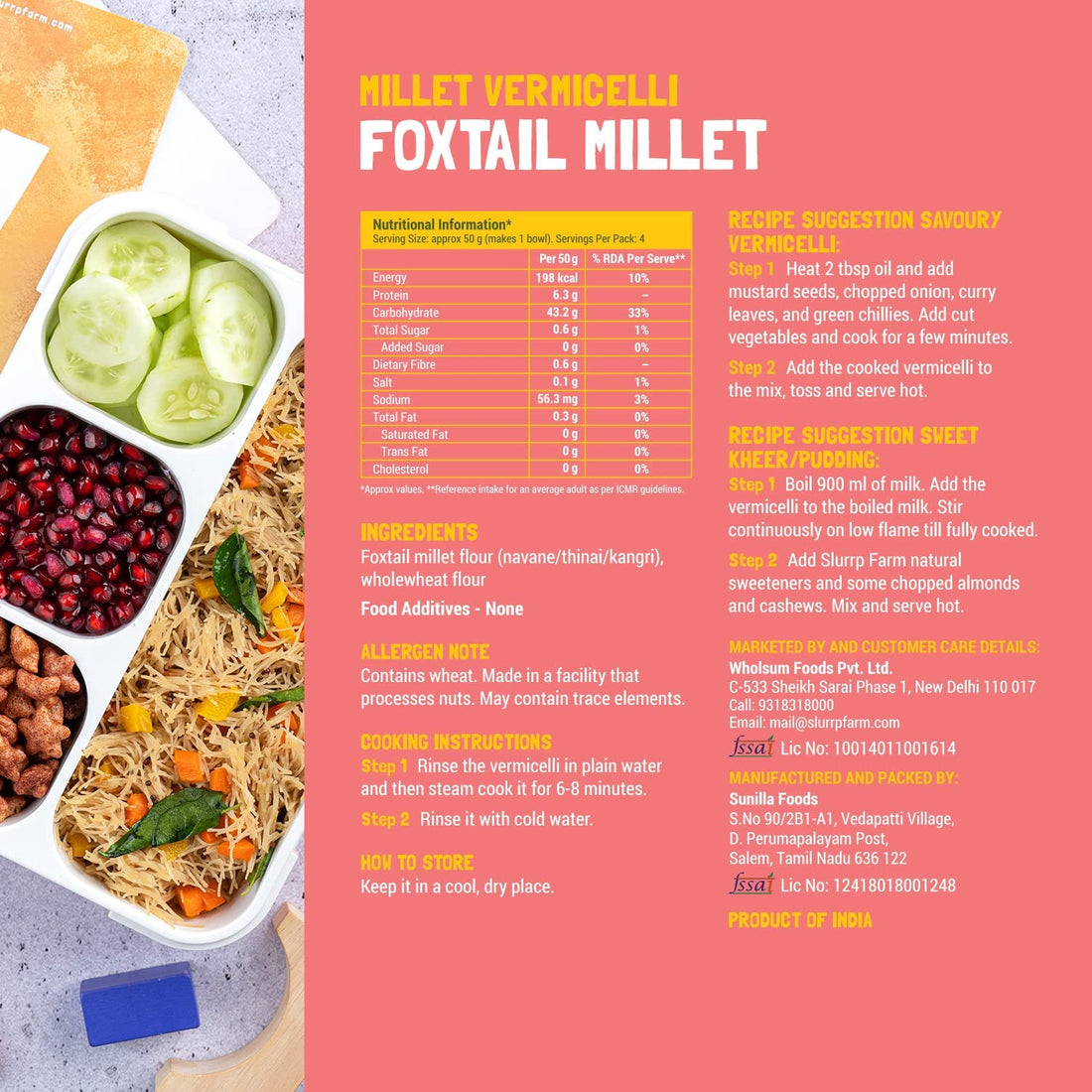 Foxtail Millet Vermicelli - No Maida - Slurrp Farm – 180gm