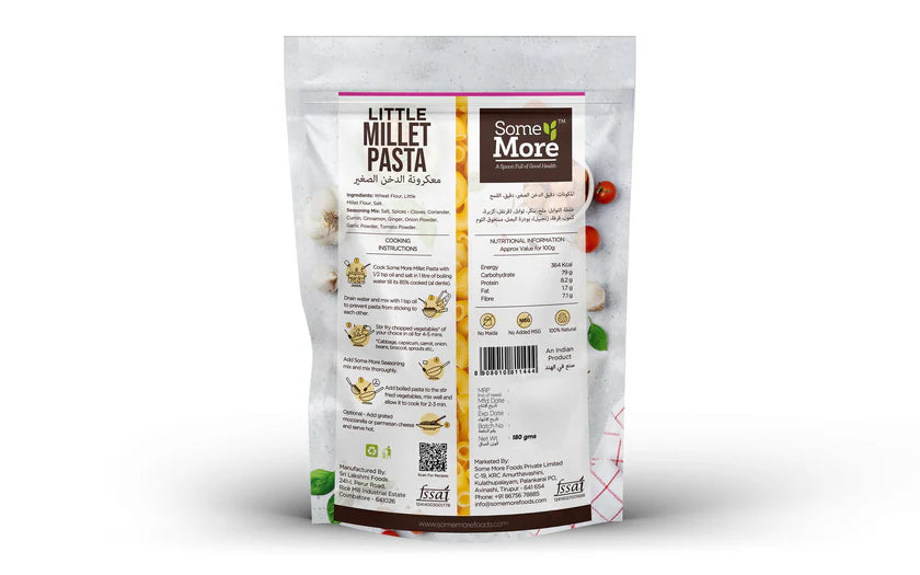 Pasta | Little Millet – Natural – No Maida, No Added Msg & Diabetic Friendly – Some More – 180gm