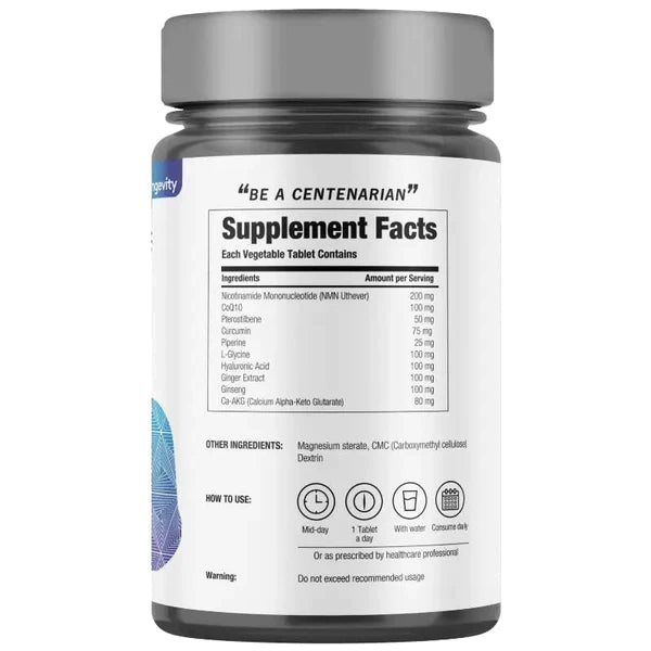 LongeVit | (Piponeer In Longevity Research) - Vegan, Gluten Free, Dairy Free & Gmo Free – Decode Age – 30 Capsules