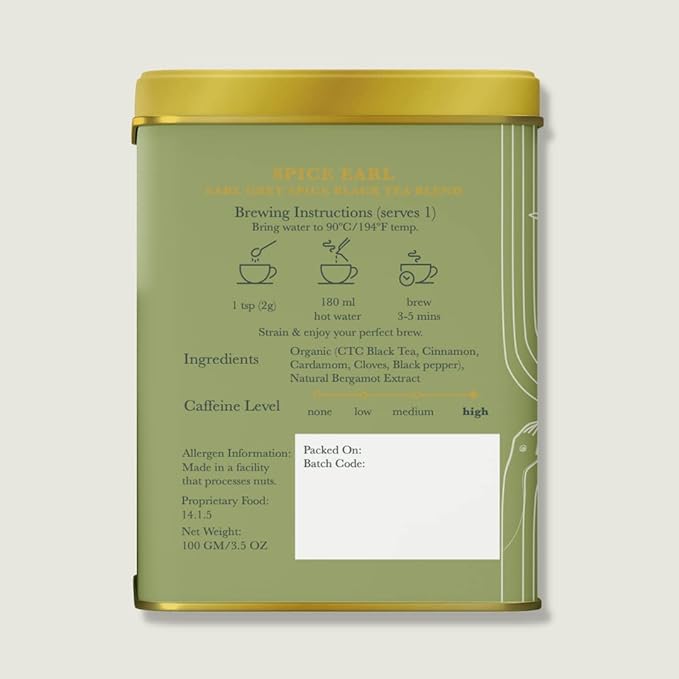 Tea | Black - Spice Earl (Citrusy And Floral Notes Of Bergamot) - USDA Organic – Immunity Boost - Luxmi Estates - 100gm