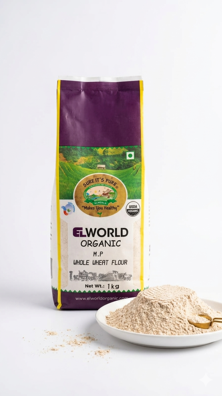 Flour | M.P Whole Wheat Flour (Atta)- USDA Organic - Elworld Organic - 1000gm