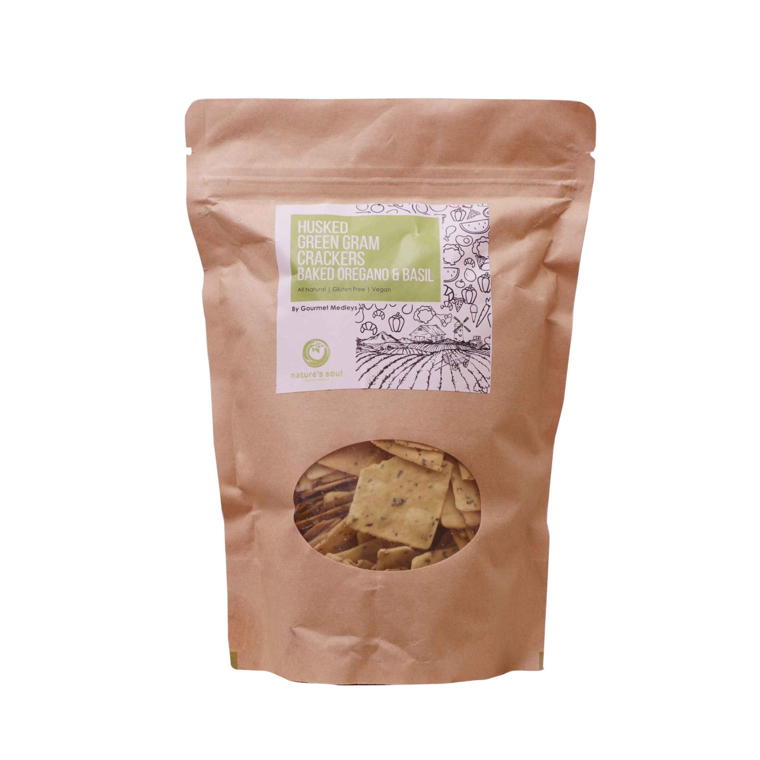 Husked Green Gram Crackers Baked Oregano & Basil - 225gm