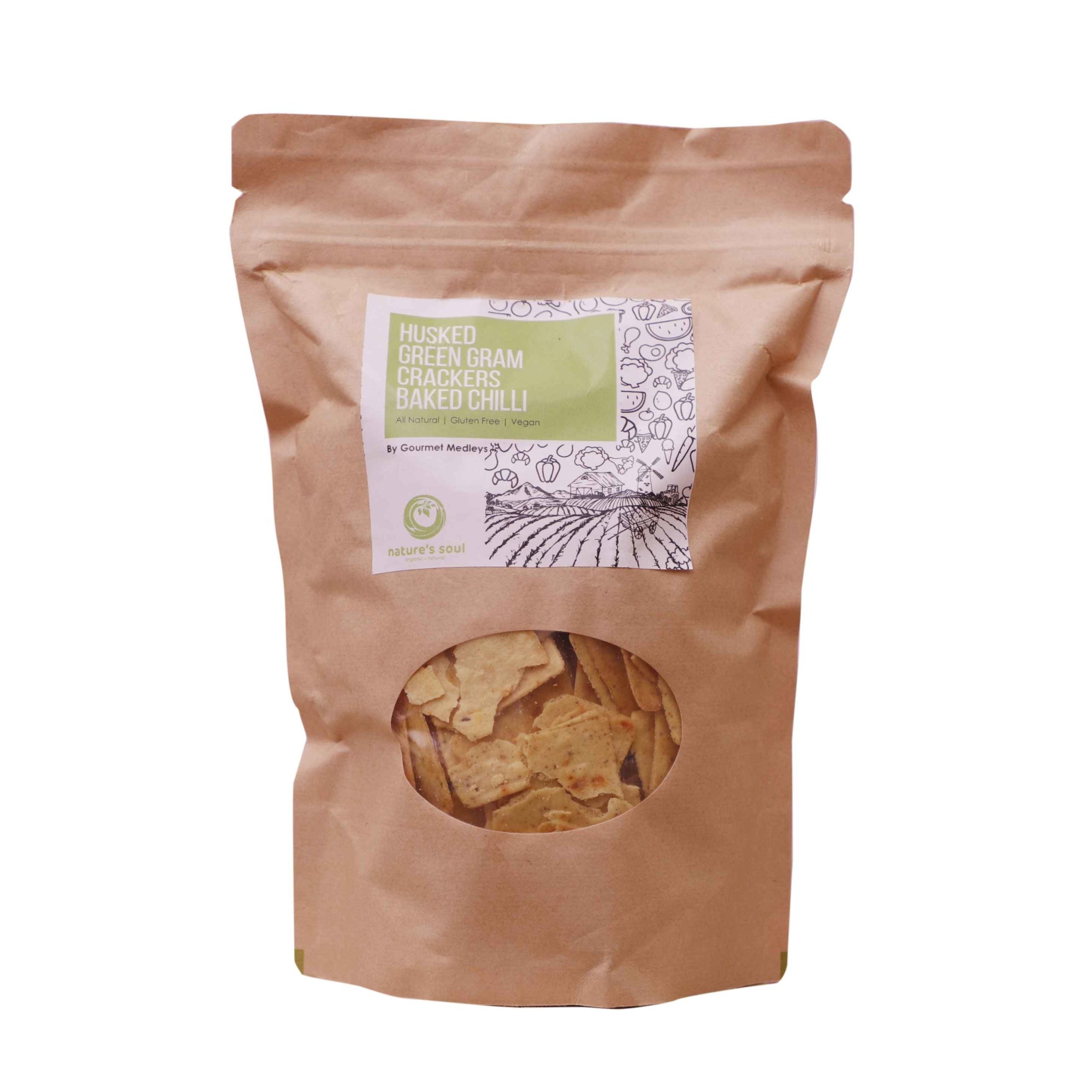 Husked Green Gram Crackers Baked Chilli  - 225gm