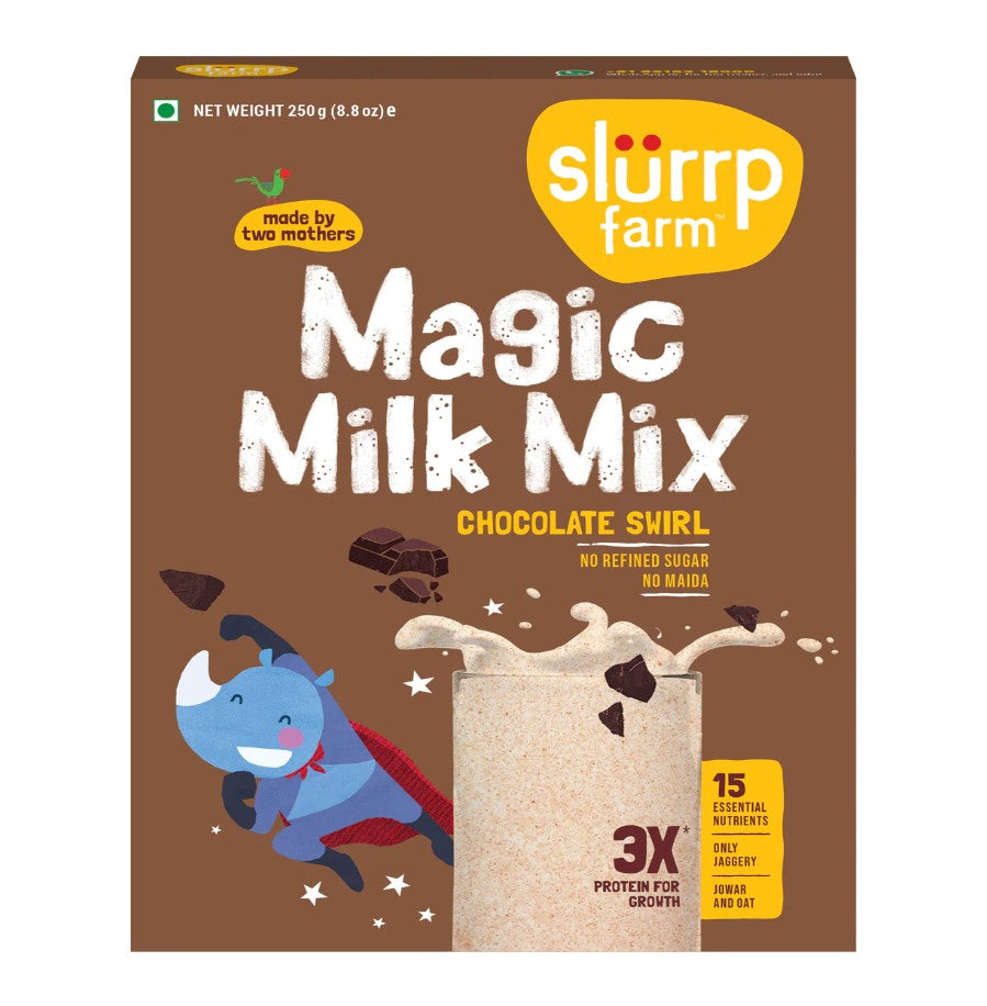 Magic Milk Mix - Chocolate Swirl – Only Jaggery, Jowar & Oats - Natural - Indian – Rich Source Of Protein, Fibre And Iron, Zero Maida, Refined Sugar And Maltodextrin – Slurrp Farm – 400gm